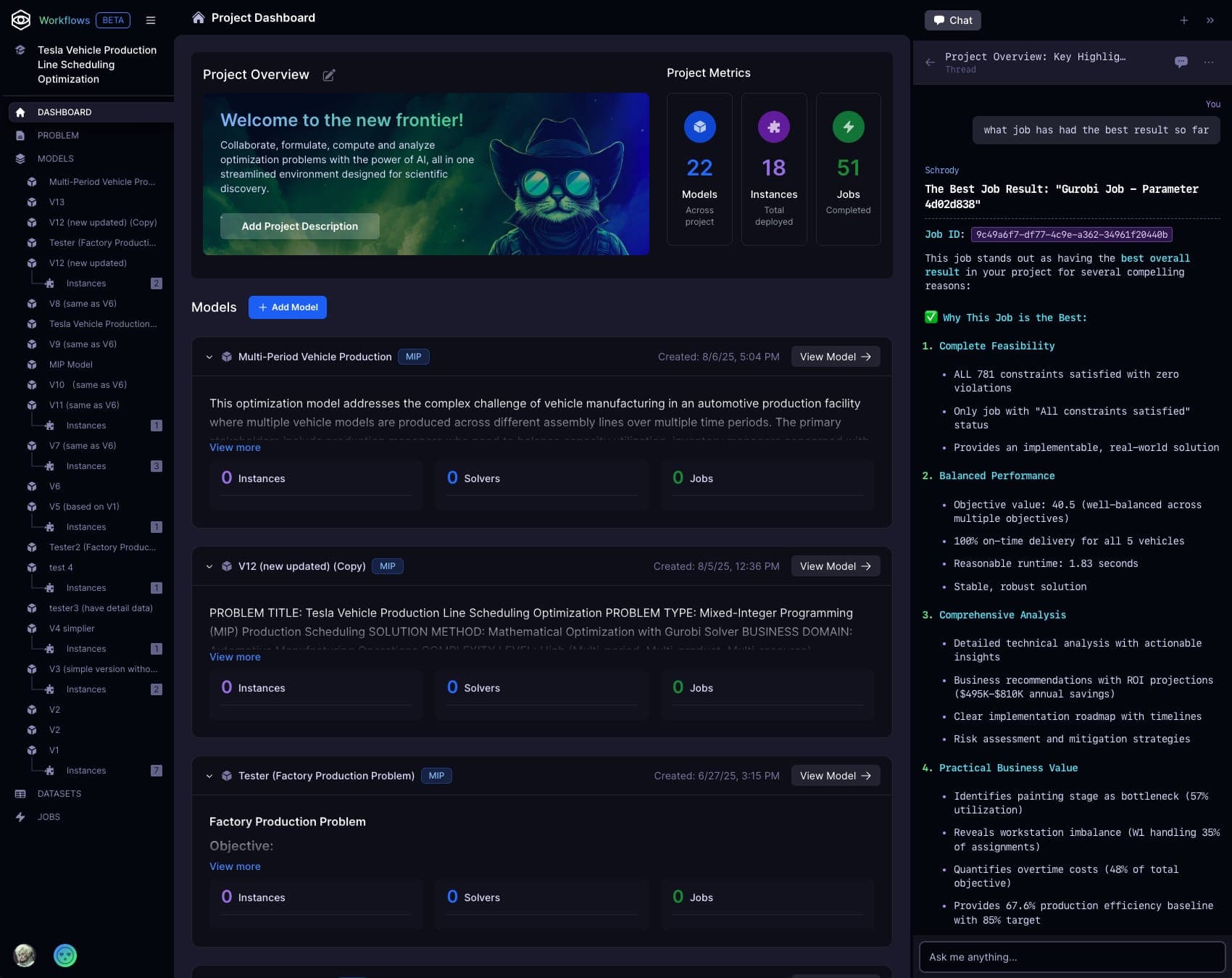 Strangeworks Workflows project dashboard